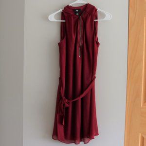 IZ Byer NWOT Red Zipper Dress with Tie